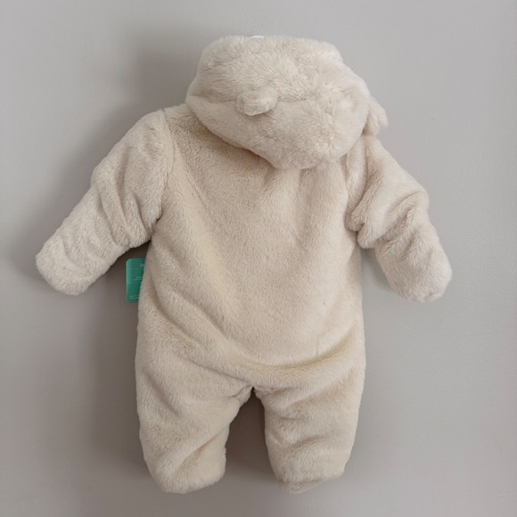 Disney Baby Winnie the Pooh Faux Fur Pram Suit Hooded Bunting Cream 3-6M NWT - Picture 2 of 5